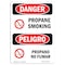 Signmission OSHA Danger Sign, Propane No Smoking W/ Symbol, 5in X 3.5in Decal, 3.5" W, 5" L, Bilingual Spanish OS-DS-D-35-VS-1540 - alternate 1